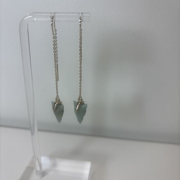 Women Girl Dangle Pull Through Threader Earrings Turquoise Teal Stone‎ Boho Indi - Picture 11 of 12